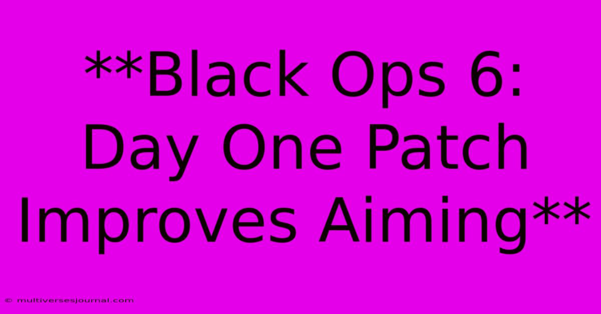 **Black Ops 6: Day One Patch Improves Aiming** 