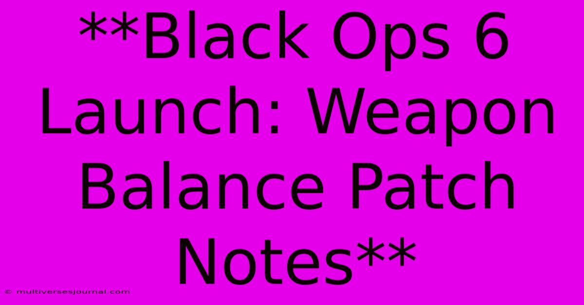 **Black Ops 6 Launch: Weapon Balance Patch Notes**