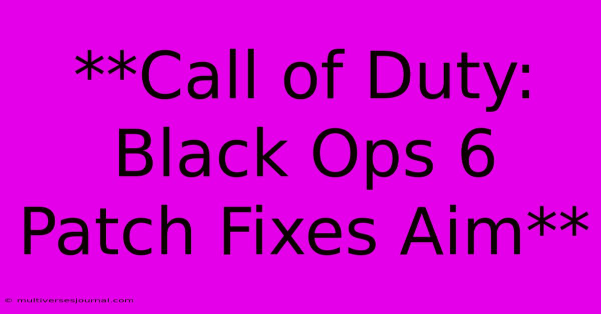 **Call Of Duty: Black Ops 6 Patch Fixes Aim**