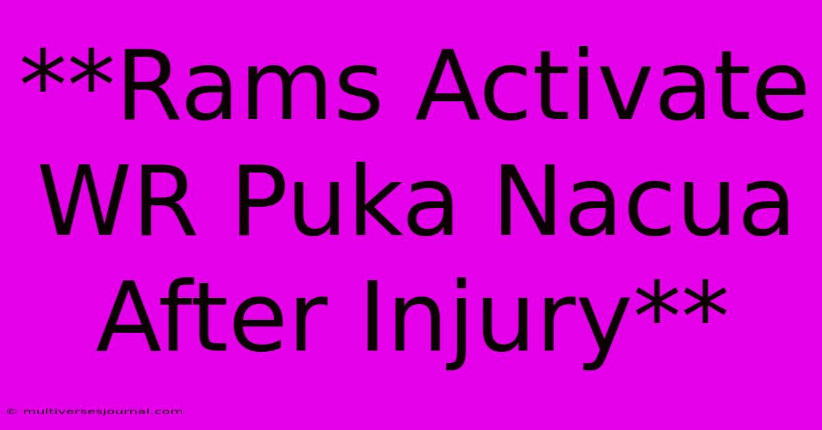 **Rams Activate WR Puka Nacua After Injury**